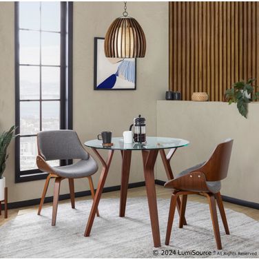 Folia Round Fabrizzi Dining Set with Round Clear Tempered Glass In Walnut and Grey