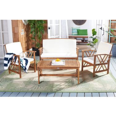 Fontana Teak Look and Beige 4 Piece Outdoor Set