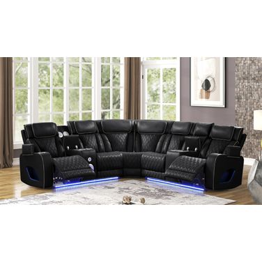 Fortuner Power Reclining Sectional In Black