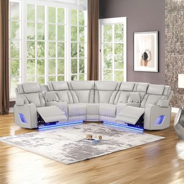Fortuner Power Reclining Sectional In Ice