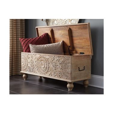 Fossil Ridge Beige Storage Bench