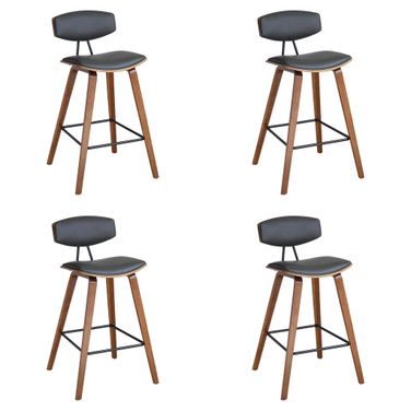 Fox 25.5 Inch Counter Height Bar Stool Set of 4 In Gray and Walnut