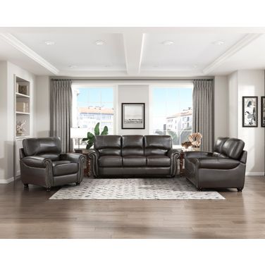 Foxborough Leather Living Room Set In Brown