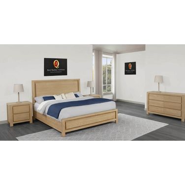 Frank Rubberwood Panel Bedroom Set in Natural Light Oak