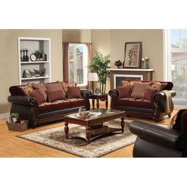 Franklin Burgundy And Espresso Living Room Set