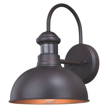 Franklin Motion Sensor Dusk to Dawn Outdoor Wall Light In Oil Burnished Bronze and Light Gold