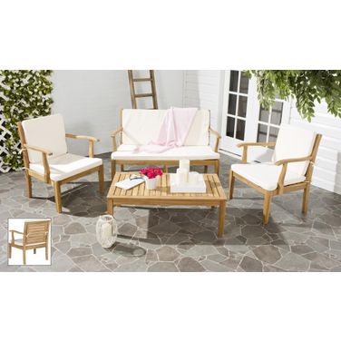 Franklin Teak Brown and Beige 4-Piece Outdoor Living Set