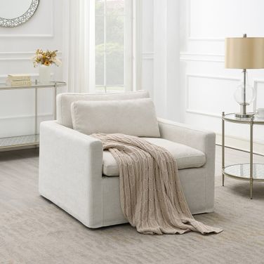 Naveen Swivel Chair with Pillow In Cream