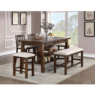Fredonia Rustic Oak Counter Height Dining Room Set