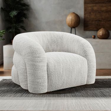 Freja Swivel Chair In Cotton White