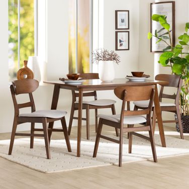 Fremont Wood 5-Piece Dining Set In Taupe and Walnut Brown
