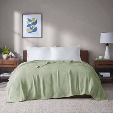 Freshspun Basketweave Cotton Full/Queen Blanket In Green