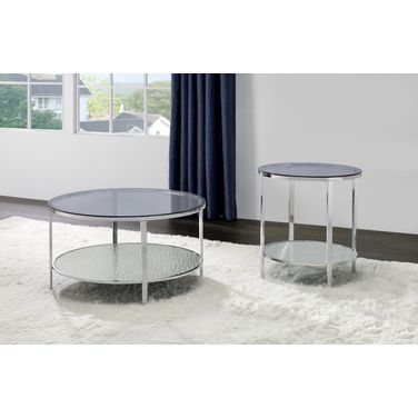 Frostine 3 Piece Occasional Table Set In Silver