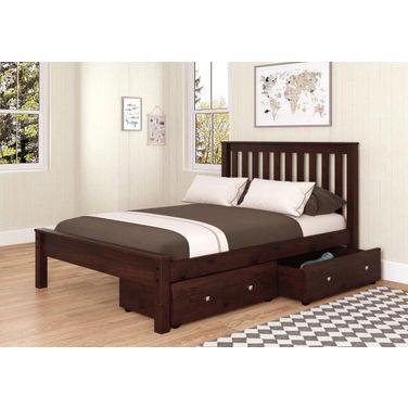 Full Contempo Bed With Dual Under Bed Drawers Dark Cappuccino Finish