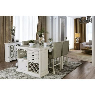 Furniture of America Sutton Antique White Counter Height Table