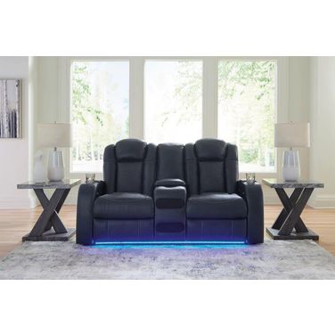 Fyne-Dyme Power Reclining Loveseat with Console In Sapphire