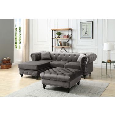 Glory Furniture Nola Reversible Sofa Chaise, Dark Gray