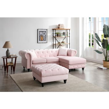 Glory Furniture Nola Sofa Chaise, Pink