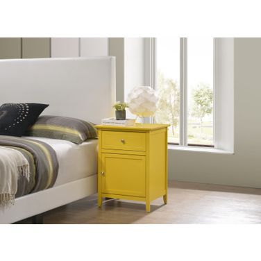 Glory Furniture Izzy 1 Drawer /1 Door Nightstand, Yellow