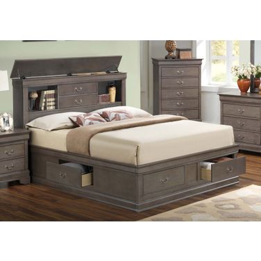 Glory Furniture G3105 King Storage Bed in Grey