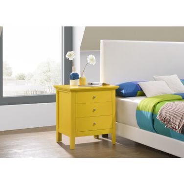 Glory Furniture Hammond 3 Drawer Nightstand, Yellow