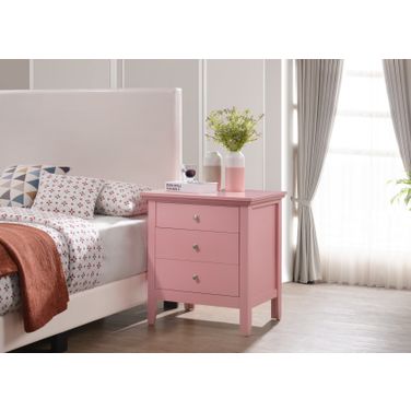 Glory Furniture Hammond 3 Drawer Nightstand, Pink