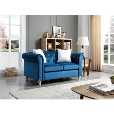 Glory Furniture Raisa Loveseat, Navy Blue