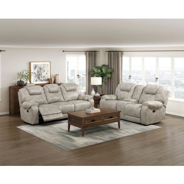 Gainesville Double Reclining Living Room Set In Beige