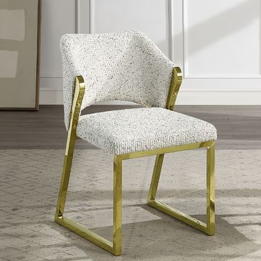 Galdesa Side Chair In Teddy Sherpa and Mirrored Gold