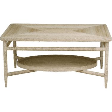 Galleried Abaca Cocktail Table In Natural Abaca