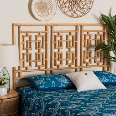 Galvan Natural Rattan Queen Standalone Headboard In Light Honey