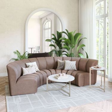 Garbi Modular Sectional In Beige Velvet