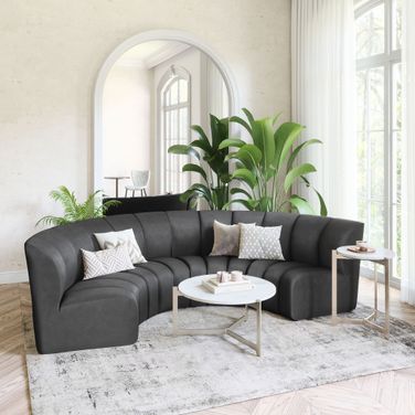 Garbi Modular Sectional In Black Velvet