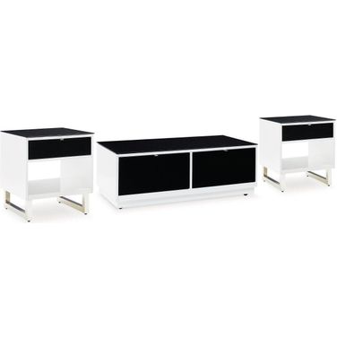Gardoni Occasional Table Set In White and Black