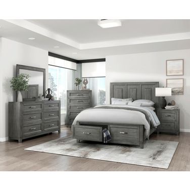 Garretson Youth Platform Bedroom Set with Footboard Storage In Gray