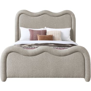 Gavin Chenille Fabric King Bed In Beige Chenille