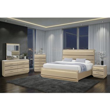 Genesis Bedroom Set with LED In Gold