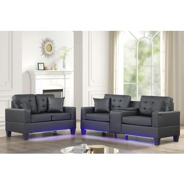 Genesis PVC Living Room Set In Black