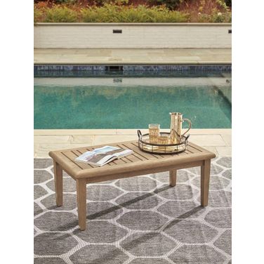 Gerianne Grayish Brown Outdoor Rectangular Occasional Table Set