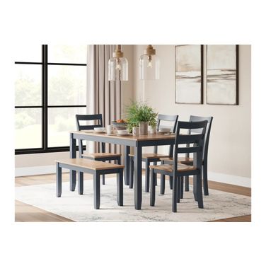 Gesthaven 6-Piece Dining Room Set In Natural and Blue