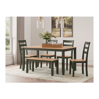 Gesthaven 6-Piece Dining Room Set In Natural and Green