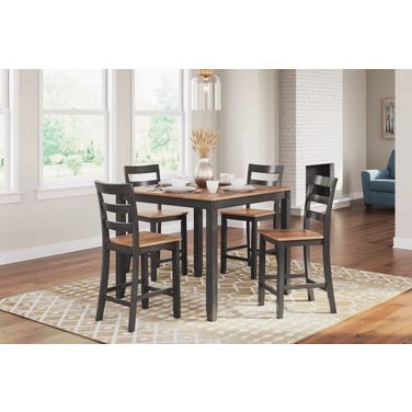 Gesthaven Counter Height Dining Table and 4 Barstools In Natural and Brown