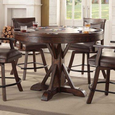 Gettysburg Dark Distressed Round Pub Game Table