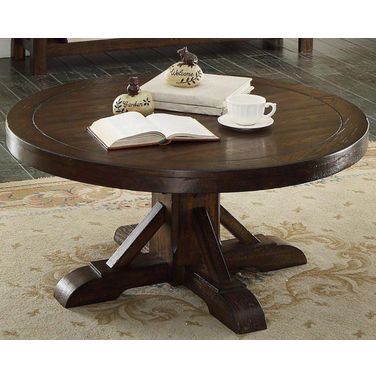 Gettysburg Heavy Distressed Dark Round Cocktail Table