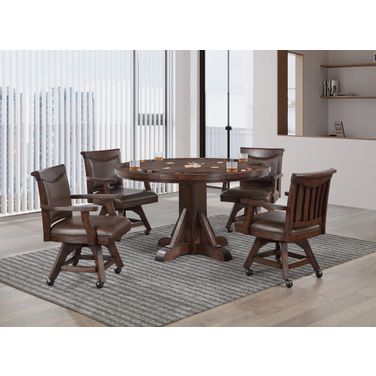 Gettysburg Swivel Game Chair with Castors In Dark Distressed