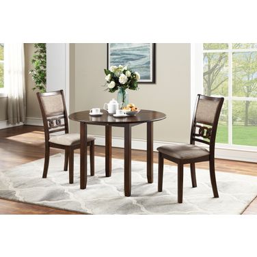 Gia 3 Piece 42 Inch Drop Leaf Dining Table and 2 Chairs In Cherry