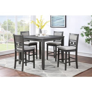 Gia 5 Piece 42 Inch Square Counter Table and 4 Chairs In Gray