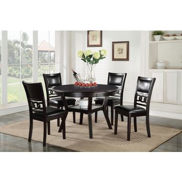 Gia 5 Piece 47 Inch Round Dining Table and 4 Chairs In Ebony