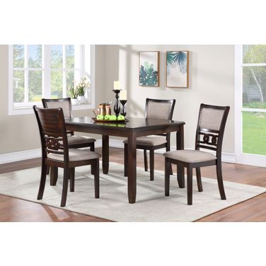 Gia 5 Piece 48 Inch Rectangle Dining Table and 4 Chairs In Cherry