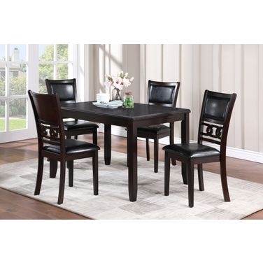 Gia 5 Piece 48 Inch Rectangle Dining Table and 4 Chairs In Ebony